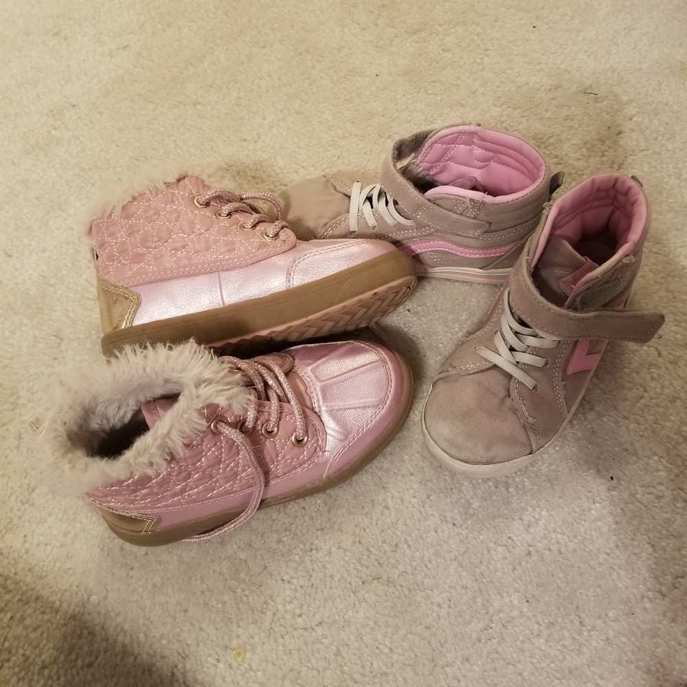 Girl pink high top shoes. Size 9